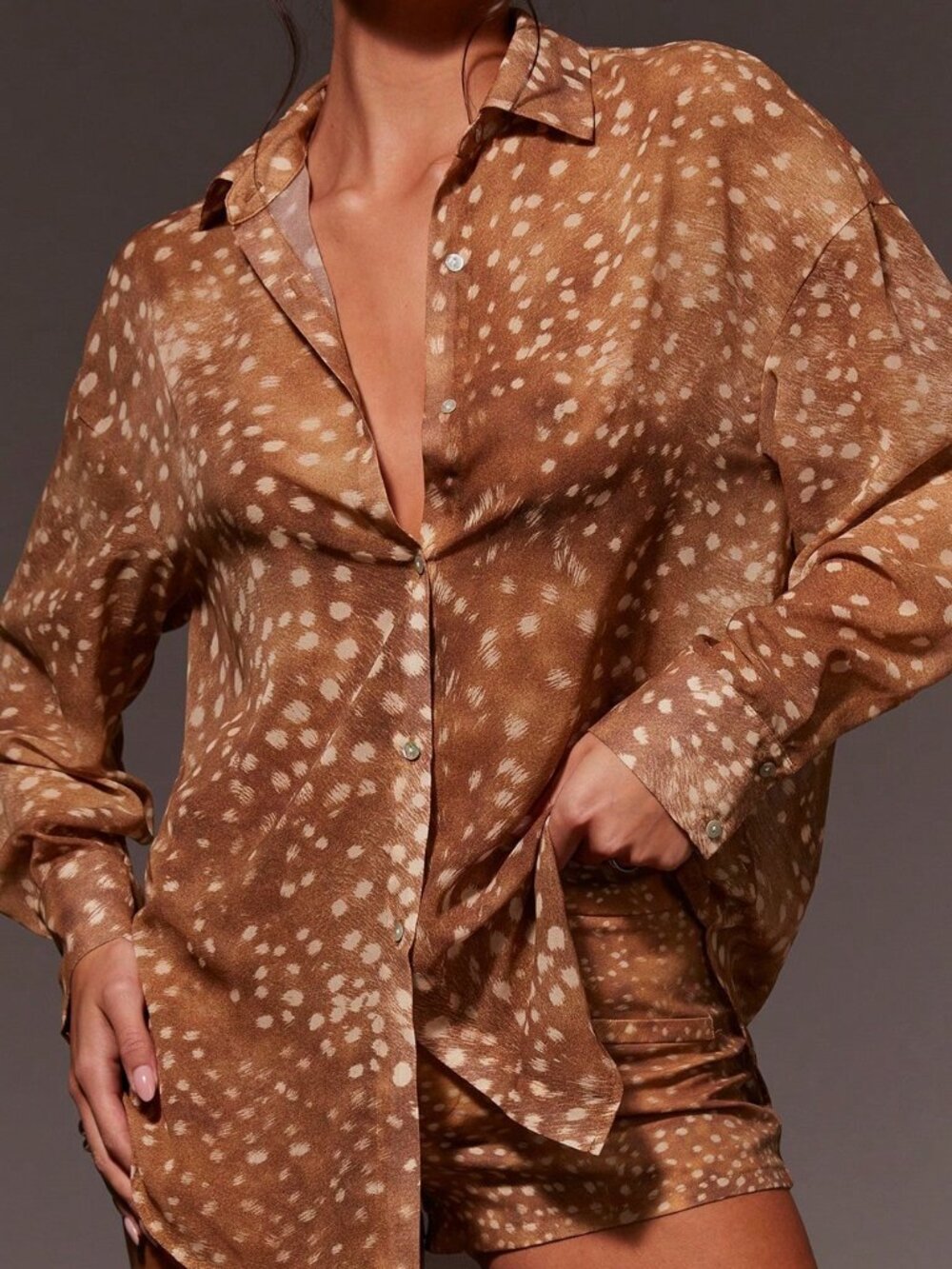 Multicolor Casual Women's Deer Print Loose-Fitting Shirt